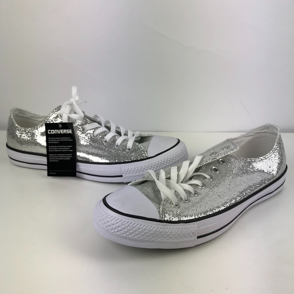 chuck taylor silver glitter
